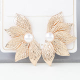Pearl Flare Leaf Earrings: GCR