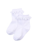 Girls White 3-Pack Ruffle Ankle Socks: White / 0-6m