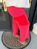 Ribbed cargo style pants- red