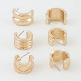 Chic Polished Hoop Earrings Set: GD