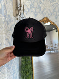 Black bow embroidered hat