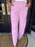 Blush pink cargo sweatpants