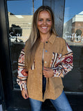 Camel Aztec button front jacket