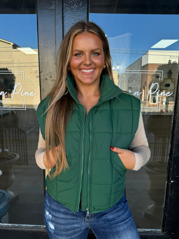 Dark green puffer vest