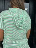 Green striped hooded top