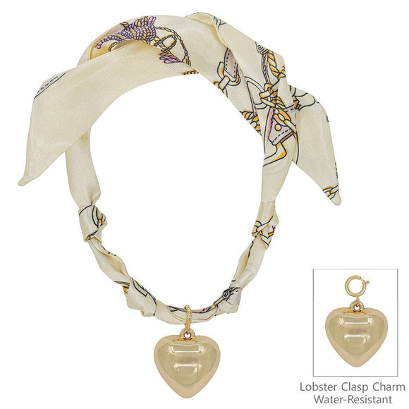 Cream/Neutral Knotted Scarf Necklace with Hammered 1