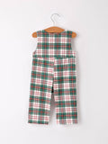 Christmas Jonjon Plaid Smocking Embroidered Boys Romper: 3M