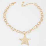 Hammered Star Chain Necklace: GD
