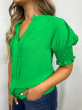 Green V neck dressy top