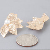 Pearl Flare Leaf Earrings: GCR