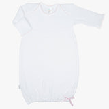 Paty Knit Overlap Shoulder Gown #115: With Bow / Newborn / Pink