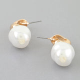 Polished Abstract Pearl Stone Drop Earrings: GCR