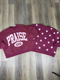 Praise God/ polka dot reversible crewneck