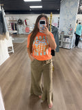 Mocha acid wash flared pants