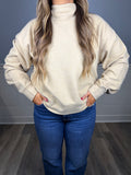 Taupe fleece mock neck