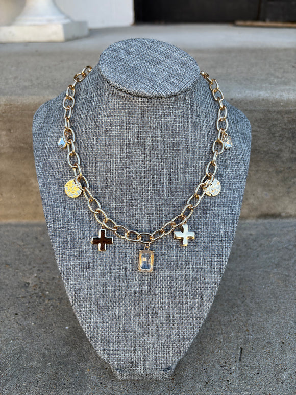 Oval chain with cross 16”-18” chain necklace