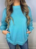 Turquoise pocket pullover