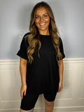 Black biker short set