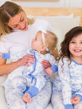 SoftSnooze™ Baby Girls Bamboo Viscose Periwinkle Butterfly Garden Convertible Ruffle One Piece Footie Pajama : Blue / Newborn