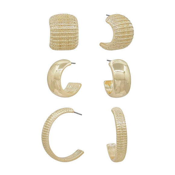 Gold Set of 3 Textured and Satin .5