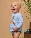 Baby Mallard Skies Applique Sweatshirt Bubble Romper: Blue / 0-3m