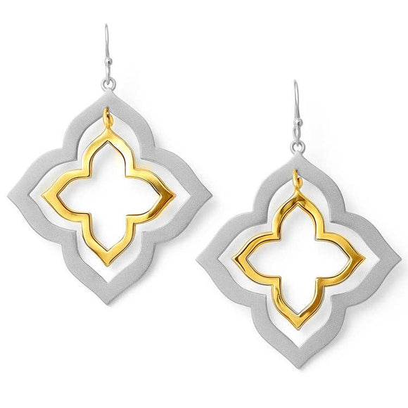 Gold and Silver Metal Layered Clover Style 1.25