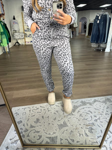 Grey leopard sweat pants