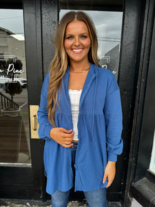 Blue oversized zip up