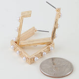 Pearl Studded Box Hoop Earrings: GCR