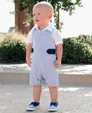 Baby Boys Blue Seersucker Classic Jon Jon : Blue / 0-3m