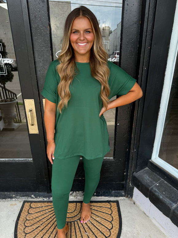 Dark green shirt and leggings set