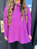Microfiber cowl neck top - plum
