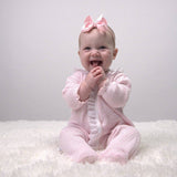 Paty Knit Footie with Eyelet #217E: Pink / Newborn