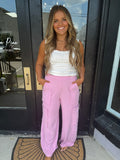 Blush pink cargo sweatpants