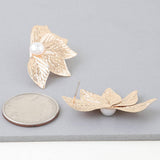 Pearl Flare Leaf Earrings: GCR