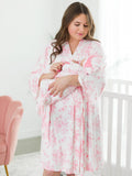 Women's Bubblegum Pink Butterfly Toile Bamboo robe