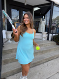 Blue checkered textured athletic dress