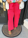 Ribbed cargo style pants- red