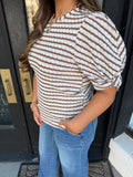 Brown & cream striped top