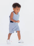 Baby Boys Blue Seersucker Classic Jon Jon : Blue / 0-3m