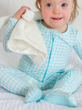 SoftSnooze™ Baby Cotton Modal Blue Breeze Gingham Footed One Piece Pajama: Blue / 0-3m