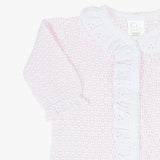 Paty Knit Footie with Eyelet #217E: Pink / Newborn