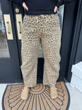 Cheetah barrel mid rise jean