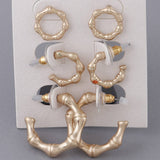 Bamboo Hoop Earrings Set: W Gold