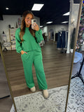 Green ribbed top & pants set