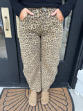 Cheetah barrel mid rise jean