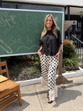 Cream & black elastic top pants