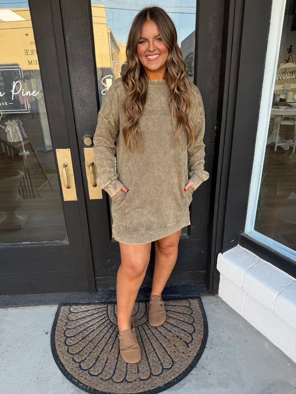 Mineral wash mocha dress