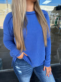 Classic blue ribbed long sleeve top