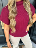 Burgundy short sleeve sweater